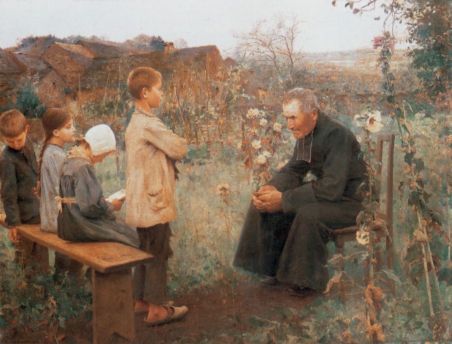 The Catechism Lesson, by Muenier